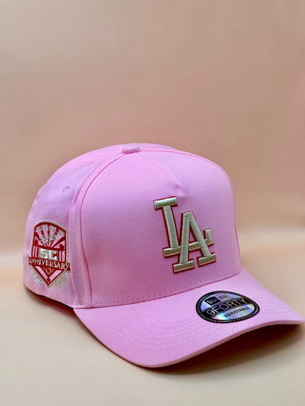 New Era LA Dodgers 50th Anniversary Pink Adjustable Baseball Cap Hat - Picture 2 of 4